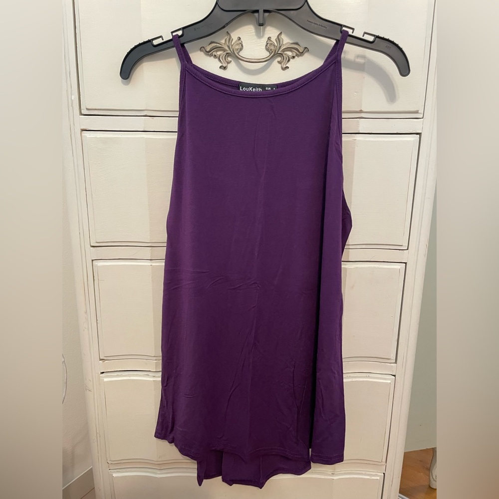 Lou Keith Purple High Neck Cotton Tank Top